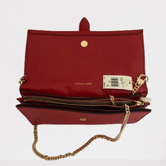 MICHAEL KORS Leather Clutch Crossbody - Bright Red - Picture 2 of 3
